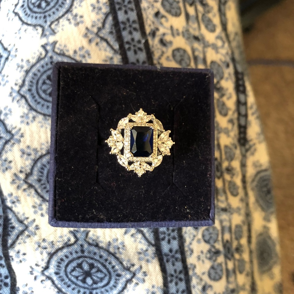 Blue Sapphire Adjustable Ring With Swarovski Elem… - image 7